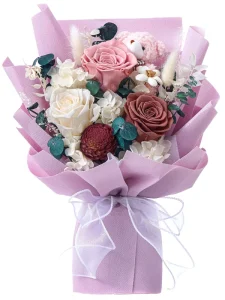 Forever Flowers Preserved Roses Bouquets Purple Flower Birthday Gifts for Women Valentine’s Day Mothers Day Graduation