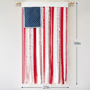 Fourth of July Outdoor Decorations Flag Independence Day Outdoor Hanging Flags Embroidered Patriotic Banner Yard Decoration