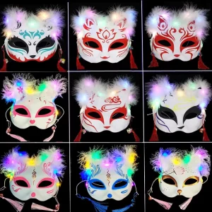 Fox Spirit Matchmaker Halloween Cosplay Full Face Plastic Luminous Feature Custom Pattern Multi Occasion Parties April Fool’s