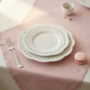 French Victorian Style Hollowed out Lace White Ceramic Dessert Plate Soup Bowl Dinner Plate Cup and Saucer Set of Tableware
