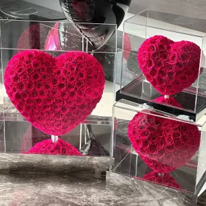 Freuds Three dimensional Heart shaped Eternal Rose Preserver High end Decorative Piece Gift Bag Perfect Valentines Day