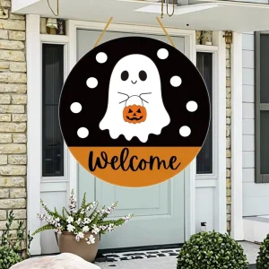 Front Door Decoration Seasonal Welcome Sign Wood Wreaths Wall Hanging