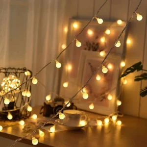Frosted Multicolor Copper Bubble LED Ball String Lights with Battery Pack for Indoor Christmas Parties