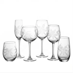 Frosted Patterned Glassware Elegant Etched Tableware Assorted Goblet and Tumbler Festive Drinkware Home Holiday Party