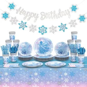Frozen-theme Children’s Birthday Party Tableware Decoration Ice and Snow Disposable Tableware Set