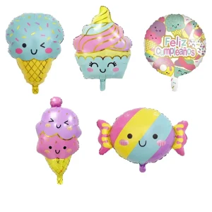 Fu Xin Model 26-0023 Fast Delivery Cross-border Cute Alien Shape Dessert Ice Cream Aluminum Film Donut Candy Party Balloon
