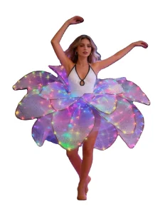 Full Color LED Petal Skirt Blossom Long Dress for Adults Colorful Flower Opening Dance Performance Big Swing Modern Dress
