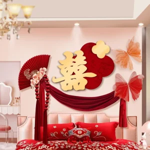 Full Set Wedding Room Decoration Supplies Groom and Bride Bedrooms Backdrop Newlywed House and Wedding Celebration