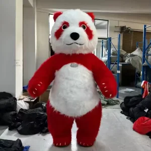 Full-Size Giant Furry Red Inflatable Panda Bear Costumes for Adults Cosplay Factory Directly Sold at Price