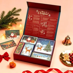Fully Custom Embossed Christmas Gift Packaging Box Magnetic Closure Logo Rigid Cardboard Paper Box Set Holiday