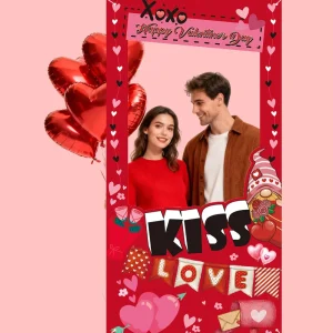 Fun Filled Valentine’s Interactive Photo Banner Polyester Backdrop Digital Printing Indoor Outdoor Party Supplies Romantic