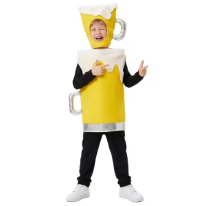 Funny Beer Mug Costume for Kids Oktoberfest Party Performance Outfit Yellow Ale Cup With Foam Handle Tunics