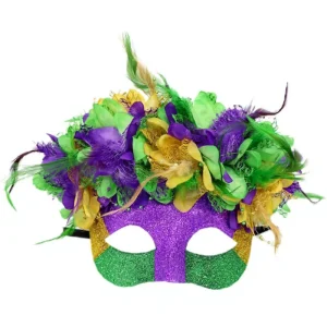 Funny Costume Cosplay Mardi Gras Mask Venetian Plastic Face Feather Party Mask for Halloween Party Supply Xmas Decor
