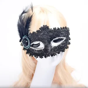 Funny Costume Cosplay Mask Venetian Carnival Masquerade Mask Black Feather Party Mask for Party Supply Halloween Xmas Decor