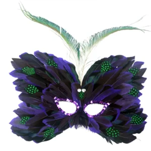 Funny Costume Cosplay Venetian Plastic Eye Carnival Masquerade Ostrich Feather Party Mask for Party Holiday Supply Xmas Decor
