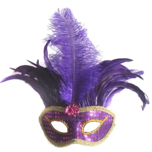 Funny Costume Cosplay Venetian Plastic Eye Carnival Masquerade Ostrich Feather Party Mask for Party Holiday Supply Xmas Decor