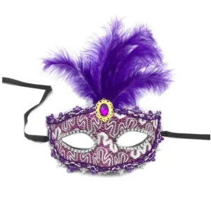 Funny Costume Cosplay Venetian Plastic Eye Carnival Masquerade Turkey Feather Party Mask for Party Holiday Supply Xmas Decor