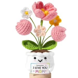 Funny Crochet Potted Ornament Sunflower Pot Decoration Birthday Gift Desk Decor