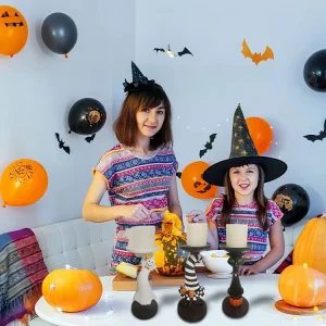 Funny Eco friendly Customized Color Ornament Halloween Decoration Resin Skeletons Crow Candlesticks Home Desktop Party