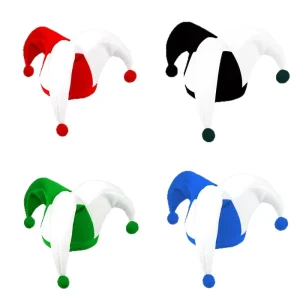 Funny Jester Hat Adults Kids Carnival Costume Cap Soft Plush Joker Hat Cosplay Party Headwear Halloween Christmas Festival Hat