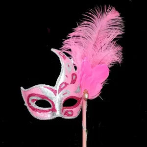 Funny Ostrich Feather Party Mask Dyed Venetian Plastic Eye Carnival Masquerade Cosplay Costume for Holiday Xmas Decor Party