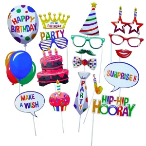 GF Birthday Party Supplies Colorful 18 Pieces Photography Party Photo Props