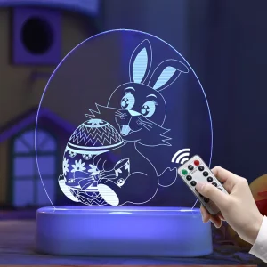 GL-F3R RGB Easter Acrylic LED Lamp with Remote Control for Party Home Decoration Lamp Illusion Led Oval Base Acrylic Lamp