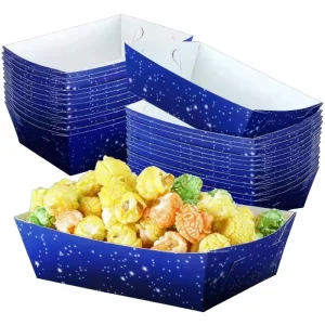 Galaxy Themed Paper Food Trays Disposable Starry Sky Snack Boats for Birthdays Space Parties Movie Nights