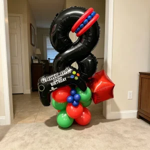 Gaming Themed Number 8 Balloon Kit Controller Foil Balloon Red Green Latex Kids Birthday Party Decor Globos