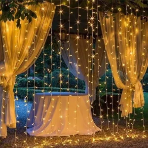 Garden Christmas Warm White Outdoor Lights Landscape IP44 Yard Patio Holiday Decorative LED Curtain Lights