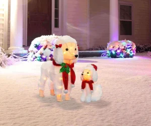Garden Decoration Outdoor Christmas Lights Poodle Lighted Sculpture for Festive Holiday Illumination