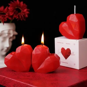 Geometric Heart Shaped Scented Candle Hand Poured Soy Wax Romantic Gift For Valentines Day Proposal Dinner Home Table Decor