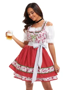 German Oktoberfest Adult Polyester Tavern Dress with Apron & Top for Beer Festival & Carnival