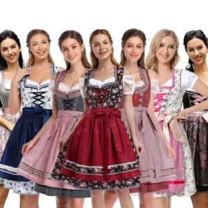 German Traditional Dirndl Apron Style Folk Dress Oktoberfest Themed Cosplay Outfit