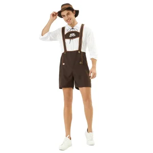 German Traditional Oktoberfest Men’s TV-Themed Cosplay Costume Kit with Hat and Top for Themed Party Outfit