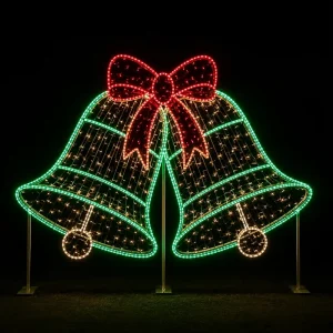 Giant 2D Christmas Bell Light 3m Red Green LED 2700K Waterproof IP65 Shopping Mall Street Decoration CE Approved