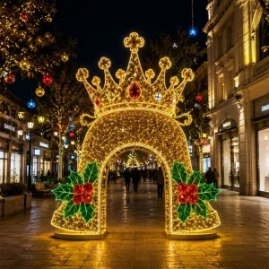 Giant 3D Christmas Bell Arch Light Gold 10ft LED Warm White 2700K IP65 Waterproof Outdoor Mall Street Decor CE RoHS UL