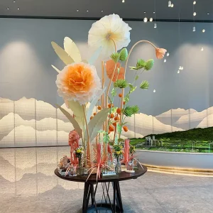 Giant Artificial Organza Flowers New Year Festival Event Decoration Party Table Floral Art Props