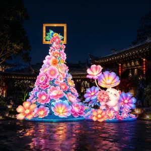 Giant Flower Tree & Cute Cat Lanterns Outdoor Spring Decor for Shopping Streets City Plazas & Seasonal Exhibitions