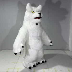 Giant Fluffy White Wolf Inflatable Mascot Costume Adult Cartoon Arctic Animal Mascot Outfit for Festival Promotion