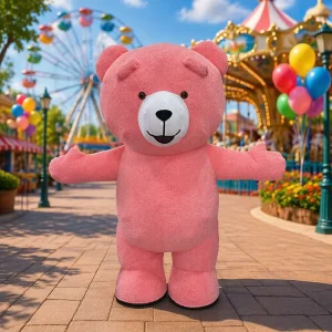 Giant Inflatable 3m Restaurant Custom Pink Teddy Bear Mascot Costume for Adult