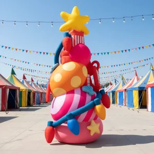 Giant Inflatable Festive Decoration Stack Colorful Ball Pile Inflatable Prop with LED Lights for Event Commercial Display