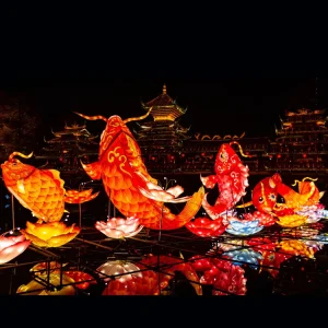 Giant Koi Fish Lanternes Animales Chinoises Goldfish Silk Fabric Lanterns Waterproof Personalized New Year Festival Outdoor Use