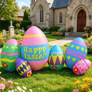 Giant Outdoor Decoration Easter Eggs Blow up Yard Display Airblown Easter Inflatables
