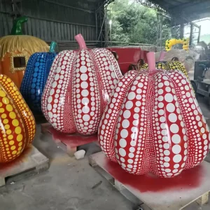 Giant Outdoor Fiberglass Art Pumpkin Sculpture for Shopping Mall Halloween Commercial Decoration