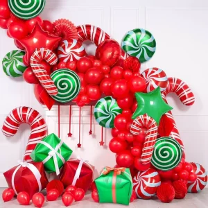Gift Box Red Green Candy Christmas Party Decoration Balloon Arch Kit DIY Balloon Garland for New Year Festival Photo Backdrop