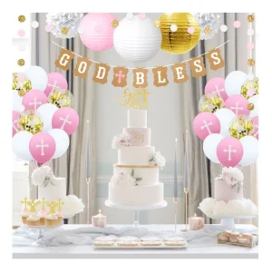 Girl First God Bless Baptism Christening Party Decorations Baby Baptism First Communion Gender Reveal Party Supplies
