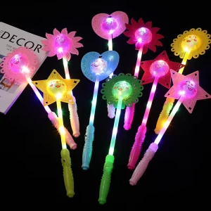 Girl Princess Children Love Heart Snowflake LED Flashing Light up Star Wand Toys LED Magic Wand for Kids