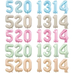 Girl and Boy Birthday Party Celebration Digital Mylar Balloons Metallic Number Foil Balloons for Wedding Decoration Supplies