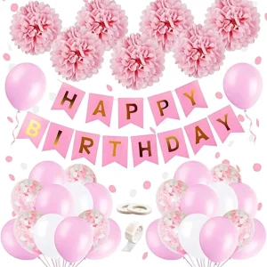 Girls Birthday Party Supplies with Happy Birthday Banners Multicolor Confetti Balloons Halloween Birthday Party Decorations Kit